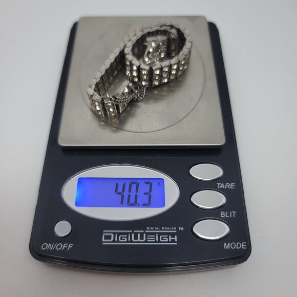 Vintage Art Deco Paste Buckle Bracelet - Sterling Silver  Antique Art Deco Diamonbar Sterling & French Paste Buckle Bracelet